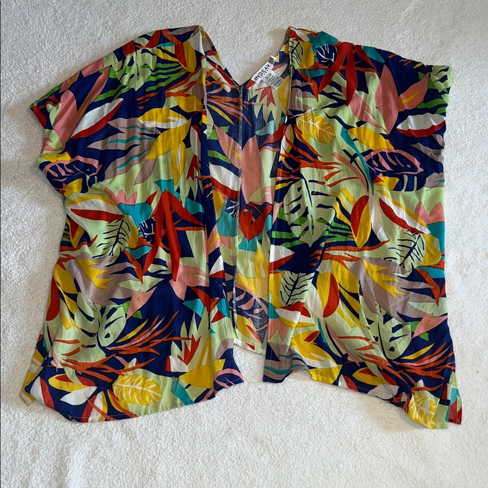 Ingear Multicolor Leaf Print Women's Shrug or Swimsuit Cover -Up